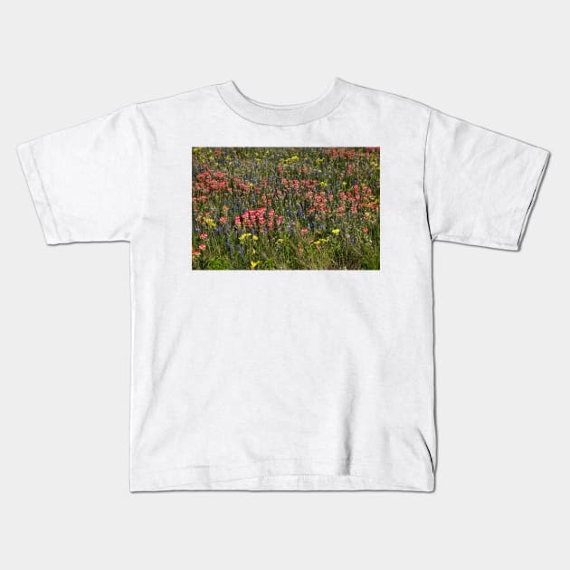 Field of Flowers in China Grove Kids T-Shirt by StonePics